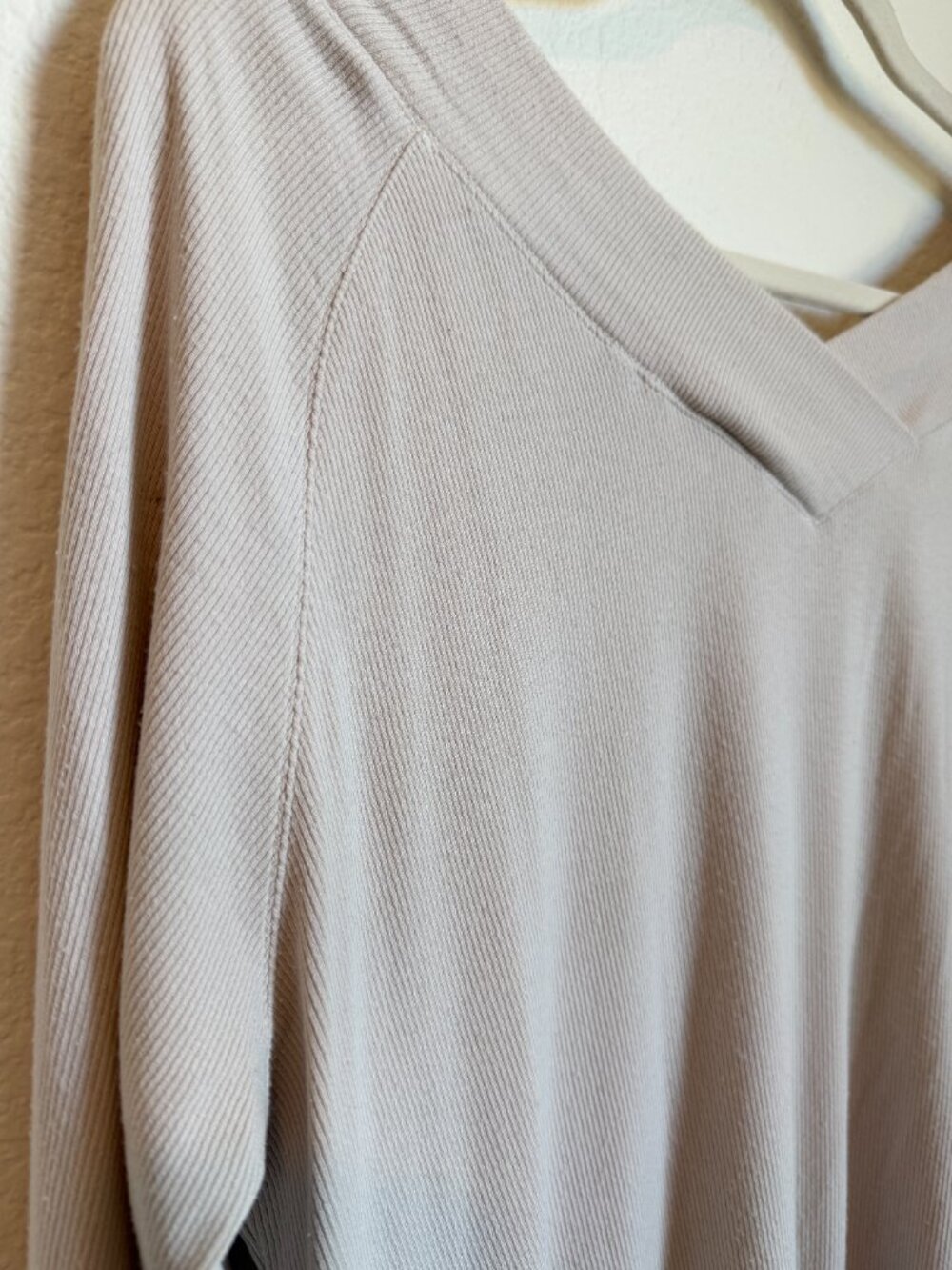 Soft Surroundings XL Asymmetrical Tunic Top Beige Pima Cotton Modal Ribbed Boho - Picture 7 of 9